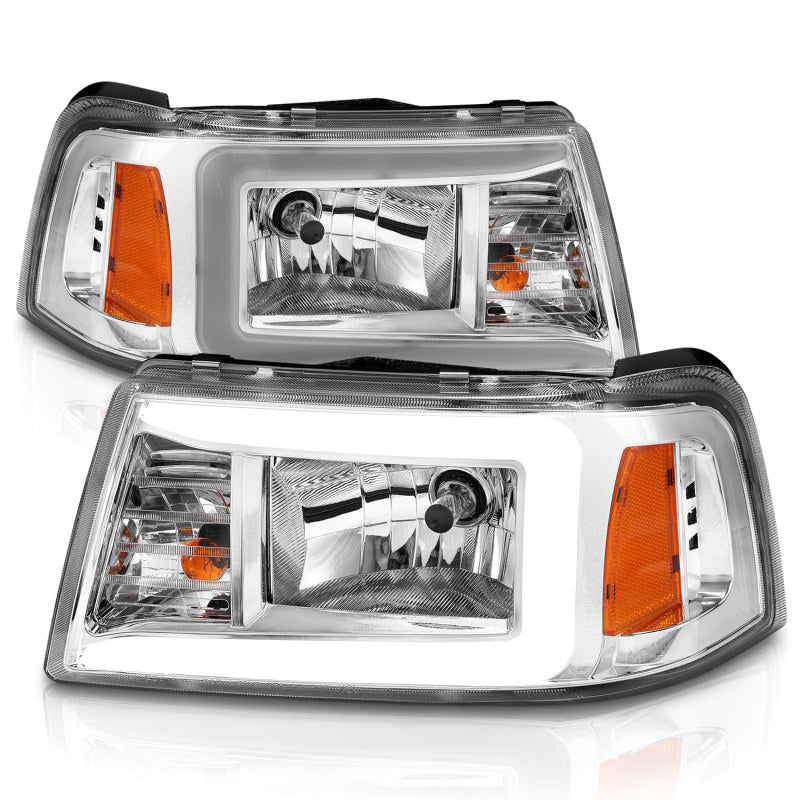 ANZO 2001-2011 Ford Ranger Crystal Headlights w/ Light Bar Chrome Housing 111512 111512 Photo - Unmounted