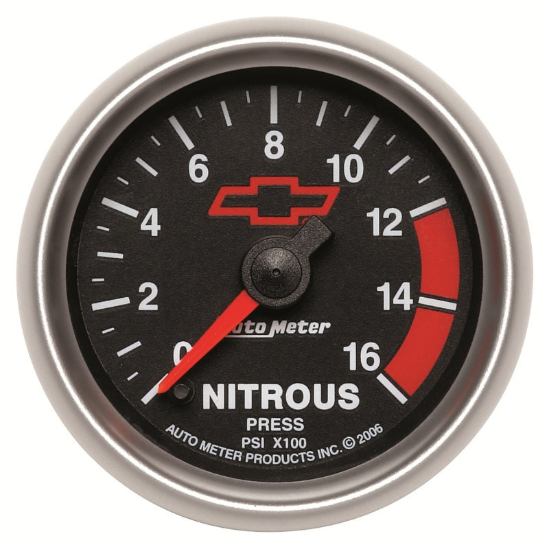 Autometer 2-1/16" Nitrous Pressure, 0-1600 PSI, Chevy Red Bowtie 3674-00406 Photo - Primary