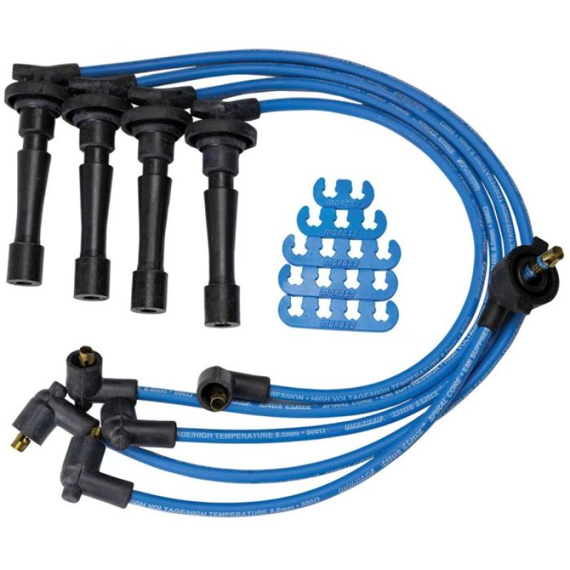 Moroso Custom Ignition Wire Set - Blue Max - Spiral Core - Colored High Temp Wire Separators - Blue 72673 72673 User 1