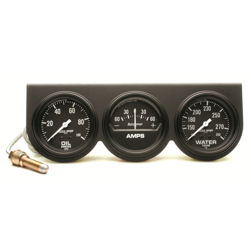 Autometer Gauge Console, Oilp/Wtmp/Amp, 2-5/8", 100 PSI/280 °F/60A, Blk Dial 2394 Photo - Primary