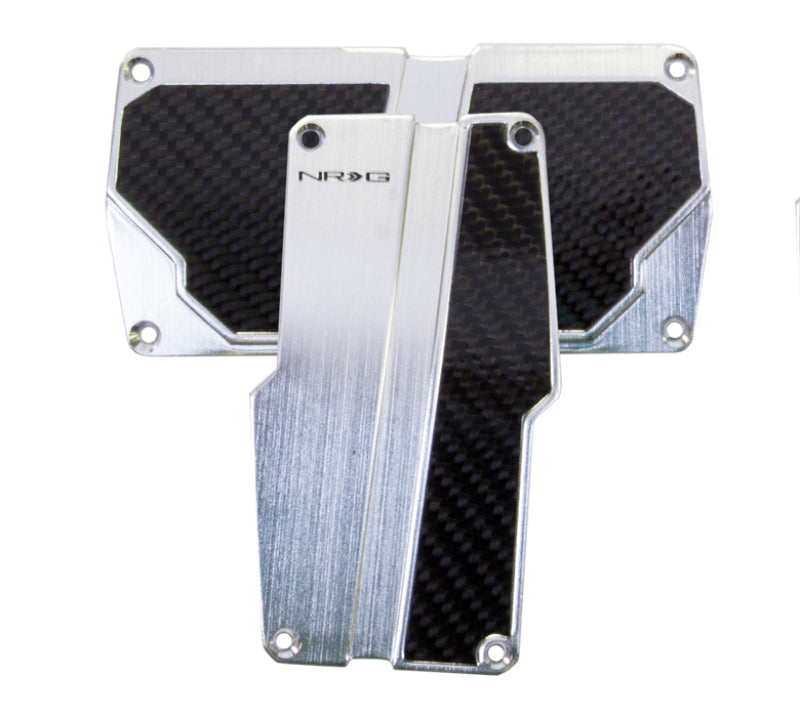 NRG Brushed Aluminum Sport Pedal Silver w/ Black Carbon AT PDL-150SL Photo - Primary