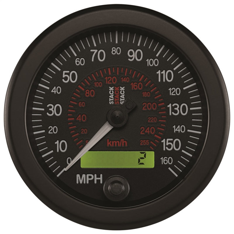 Autometer Stack Instruments 88MM 0-160 MPH / 260 KM/H Programmable Speedometer - Black ST3801 ST3801 Photo - Primary