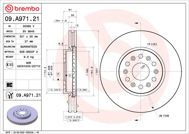 Brembo OE BRE UV Coated OE Equiv Rotors Brakes, Rotors & Pads Brake Rotors - OE main image