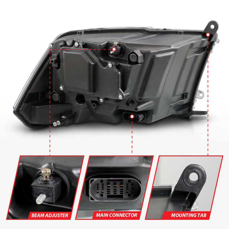 ANZO 09-19 Dodge RAM 1500 / 10-18 2500/3500 LED Proj Headlights SeqSig Black - Pair 111626A 111626A User 1