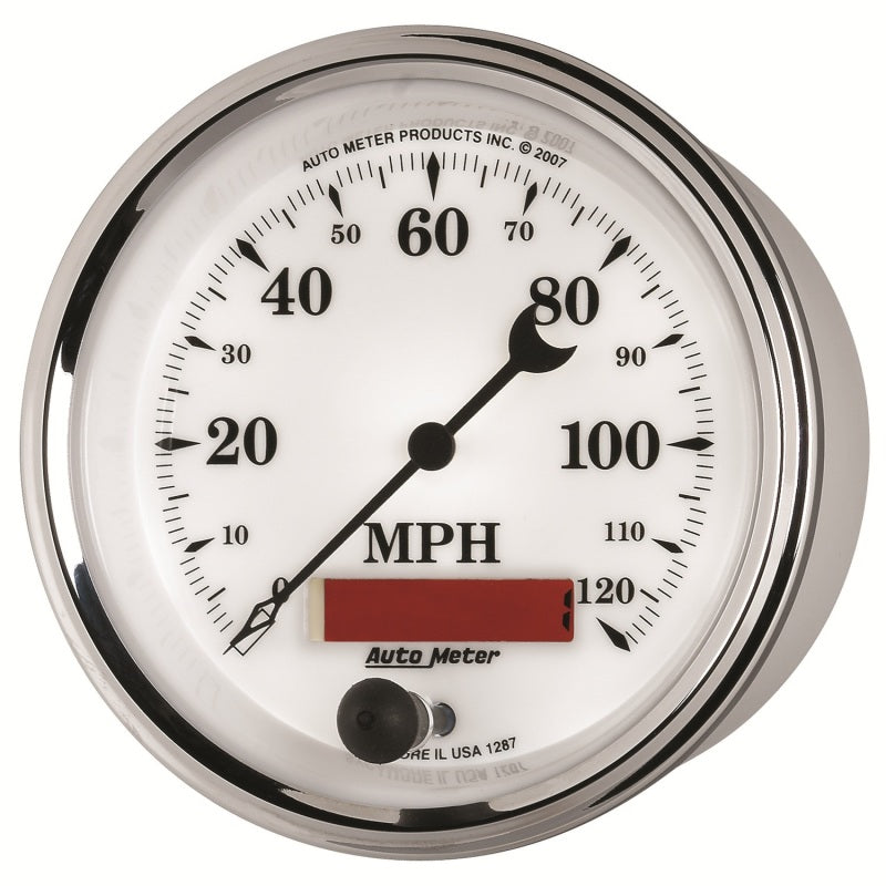 AutoMeter Gauge Speedometer 3-3/8in. 120MPH Elec. Prog. W/ Lcd Odo Old Tyme Wht II 1287 1287 User 2