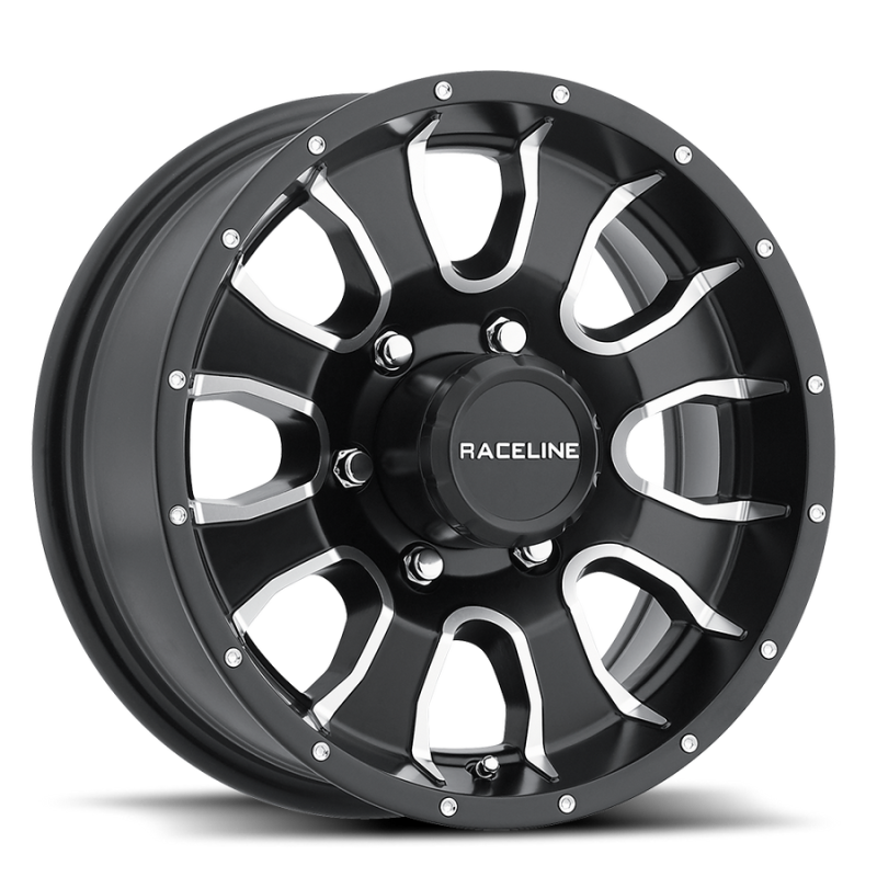 Raceline 860M Mamba 13x4.5in / 5x114.3 BP / -0.125mm Offset / 3.19mm Bore - Black & Machined Wheel 860M-34512 860M-34512 Photo - Primary