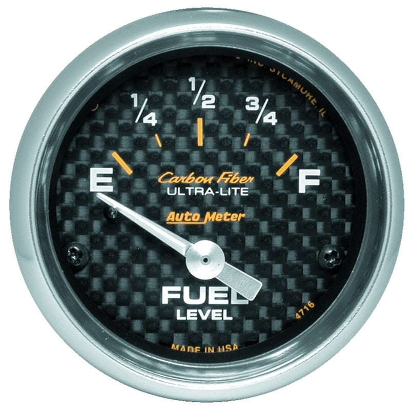 Autometer Gauge, Fuel Level, 2 1/16", 240 E To 33 F, Elec, Carbon Fiber 4716 Photo - Primary