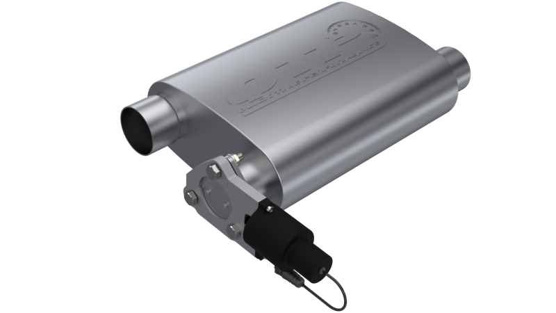 QTP 2.5in Weld-On 304SS Reverse Screamer Muffler w/Bolt-On QTEC Electric Cutout 13251C 13251C Photo - Primary