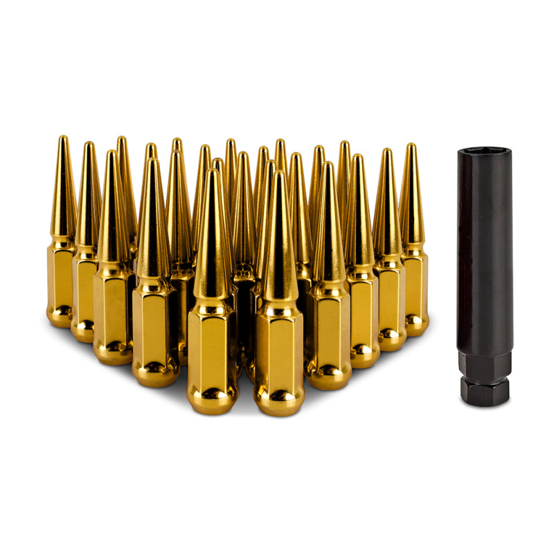 Mishimoto Mishimoto Steel Spiked Lug Nuts M14 x 1.5 24pc Set Gold MMLG-SP1415-24GD MMLG-SP1415-24GD Photo - Primary