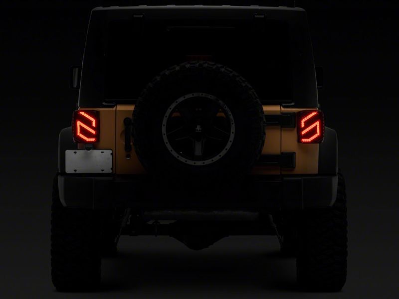 Raxiom 07-18 Jeep Wrangler JK Axial Series Trident LED Tail Lights- Blk Housing (Smoked Lens) J173718 J173718 Photo - Close Up