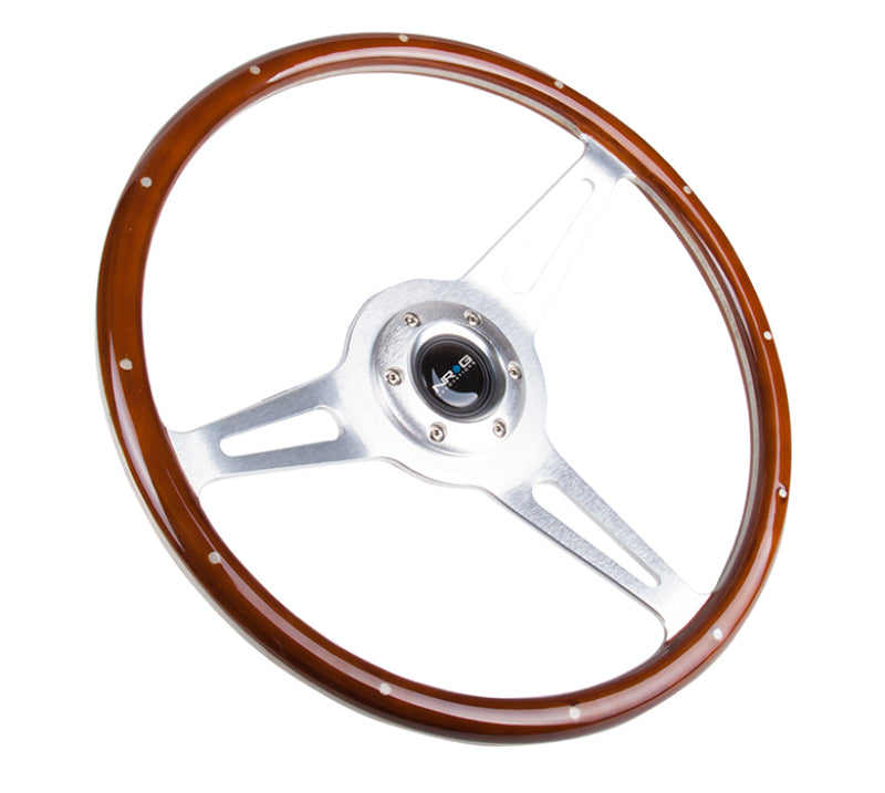 NRG Classic Wood Grain Steering Wheel (365mm) Wood w/Metal Inserts & Brushed Alum. 3-Spoke Center ST-380SL ST-380SL Photo - Primary