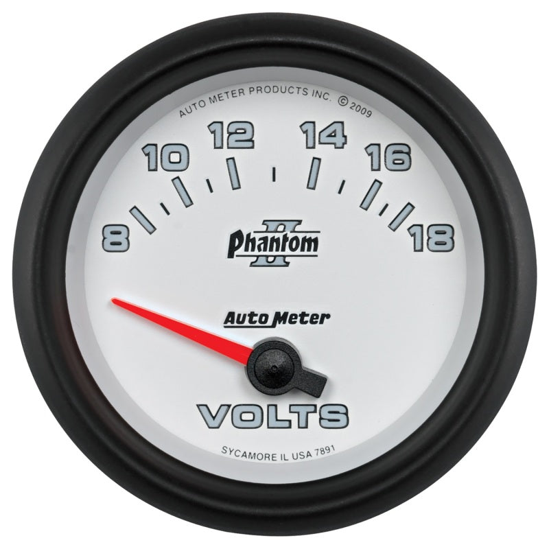 Autometer Gauge, Voltmeter, 2 5/8", 18V, Electric, Phantom II 7891 Photo - Primary