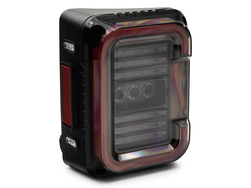 Raxiom 07-18 Jeep Wrangler JK Axial Series LED Halo Tail Lights- Black Housing (Dark Smoked Lens) J138358 J138358 Photo - Close Up