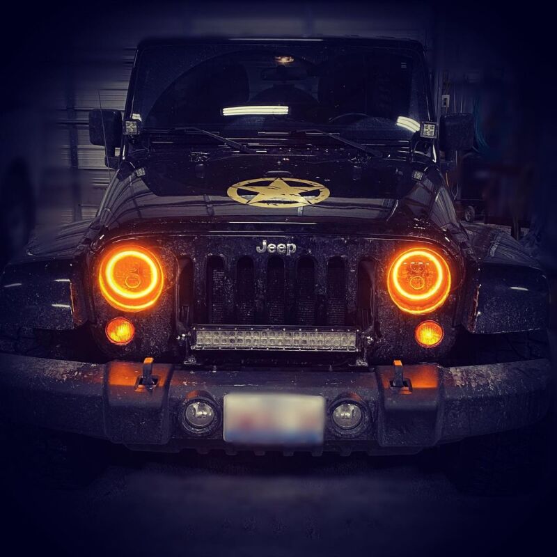 ORACLE Lighting Oracle 07-18 Jeep Wrangler JK Switchback LED Halo Headlights - Amber/White - Switchback 5769-123 5769-123 Photo - lifestyle view