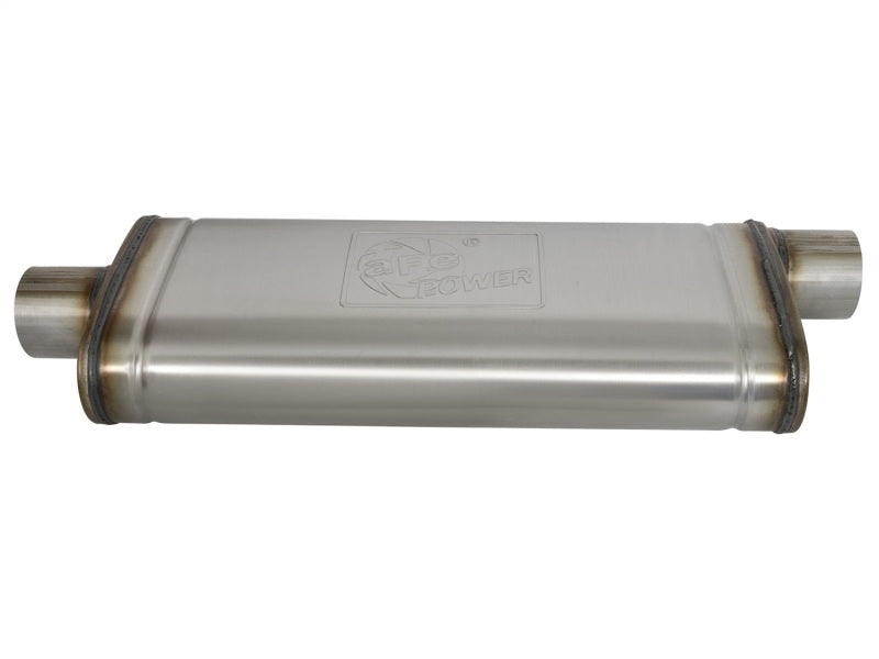 aFe MACH Force-Xp 409 Stainless Steel Muffler: 3" Center Inlet /3" Offset 49M00017 Photo - Unmounted