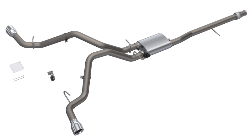 QTP 14-18 Chevy Silverado 1500 4.8L/5.3L EC/CC SB 304SS Scrmr Cat-Back Rear Split Exit w/4.5in Tips 410015 410015 Photo - Primary