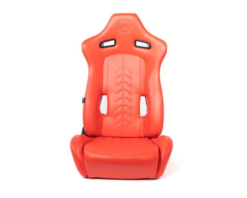 NRG "The Arrow" Sports Vinyl Seat Red w/ Red Stitch plus Pressed l RSC-810RD L/R User 1