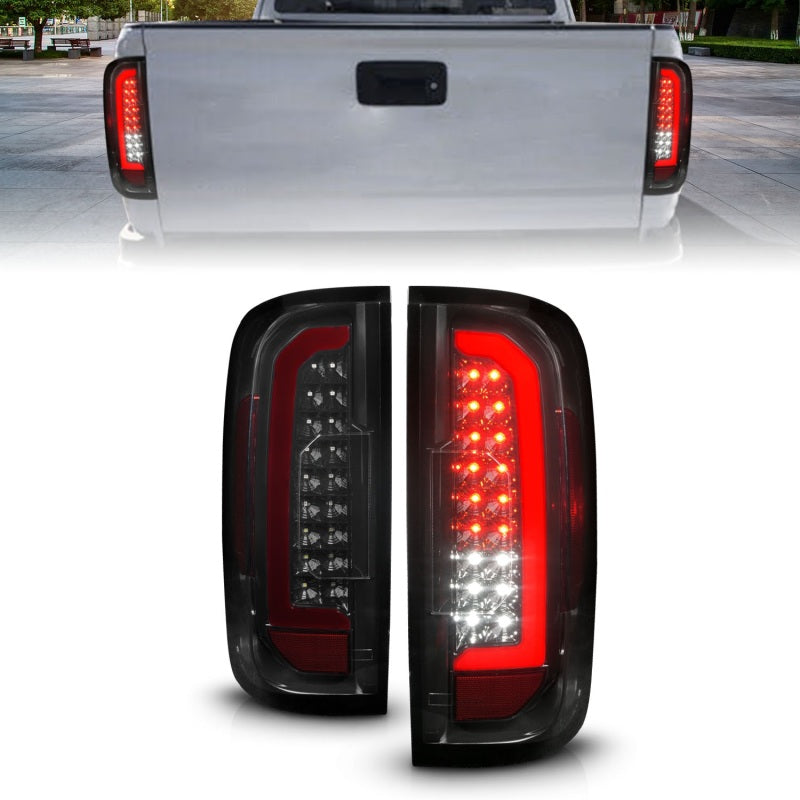 ANZO 15-21 Chevrolet Colorado Full LED Tail Lights w/ Red Lightbar Black Housing Smoke Lens 311433 311433 Photo - Primary