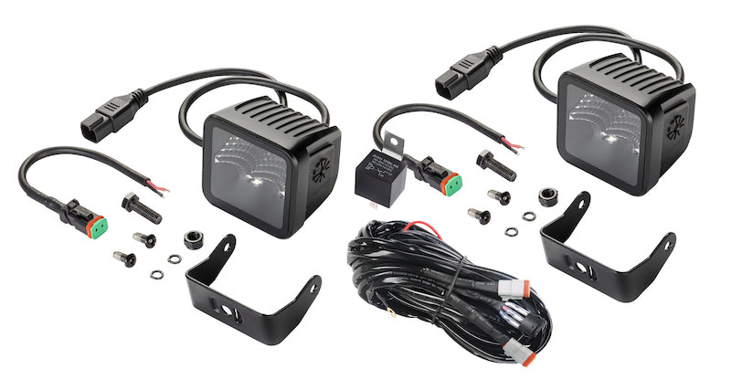 Hella Universal Black Magic 3.2in L.E.D. Cube Kit - Flood Beam (Short Range) 358176811 358176811 Photo - out of package