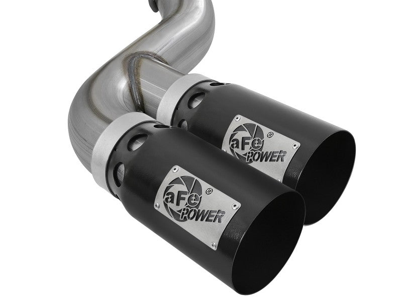 aFe Power 15-16 Ford F250/F350 6.7L Diesel Rebel XD 4in 409 SS DPF-Back Exhaust System - Black Tips 49-43121-B 49-43121-B Photo - Close Up