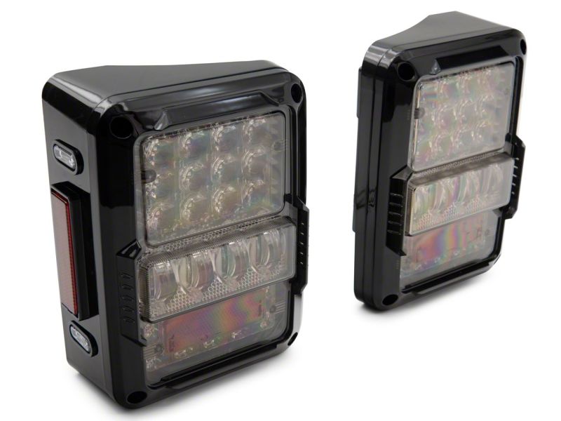 Raxiom 07-18 Jeep Wrangler JK Axial Series Lux LED Tail Lights- Blk Housing (Clear Lens) J141596 J141596 Photo - Close Up