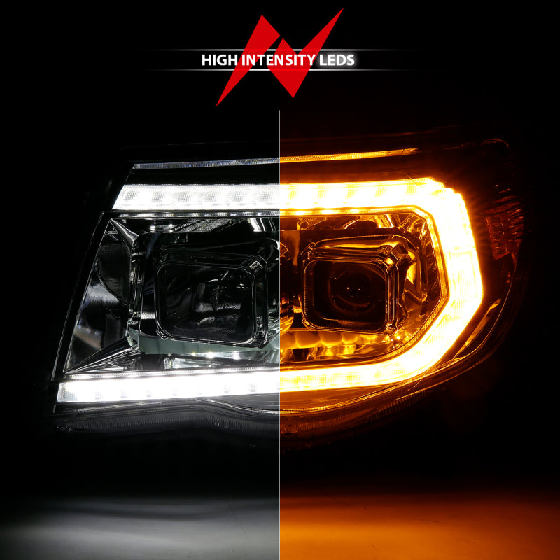 ANZO 05-11 Toyota Tacoma Projector Headlights w/Light Bar Switchback Chrome Housing 111565 111565 Photo - Unmounted