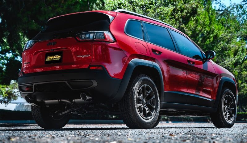 Gibson 14-20 Jeep Cherokee 3.2L 2.5in/2.25in Cat-Back Dual Split Exhaust - Stainless 617208 617208 Photo - Mounted
