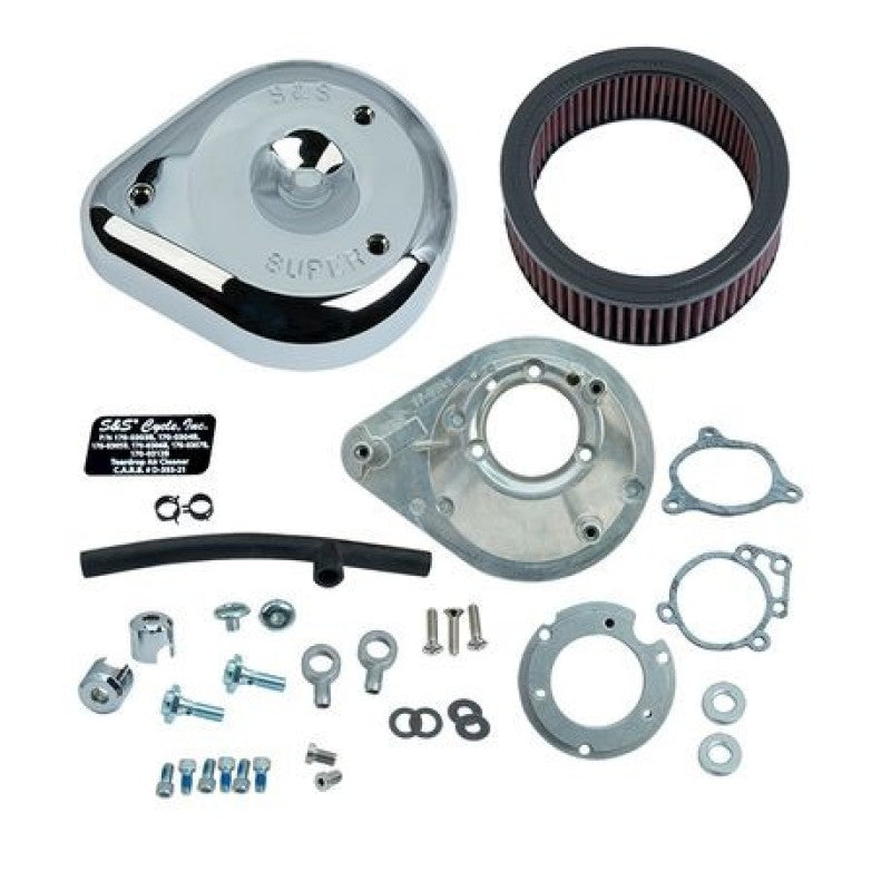 S&S Cycle 08-16 Touring Stock Bore Throttle By Wire Teardrop Air Cleaner Kit - Chrome 170-0305B 170-0305B Photo - Primary