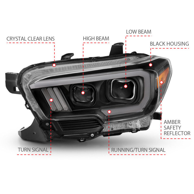 Anzo Toyota Tacoma '16-18 Projector Plank Style Switchback H.L Black Amber 111397 Photo - Unmounted
