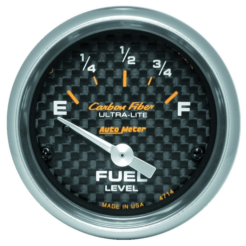 Autometer Gauge, Fuel Level, 2 1/16", 0?e to 90?f, Elec, Carbon Fiber 4714 Photo - Primary