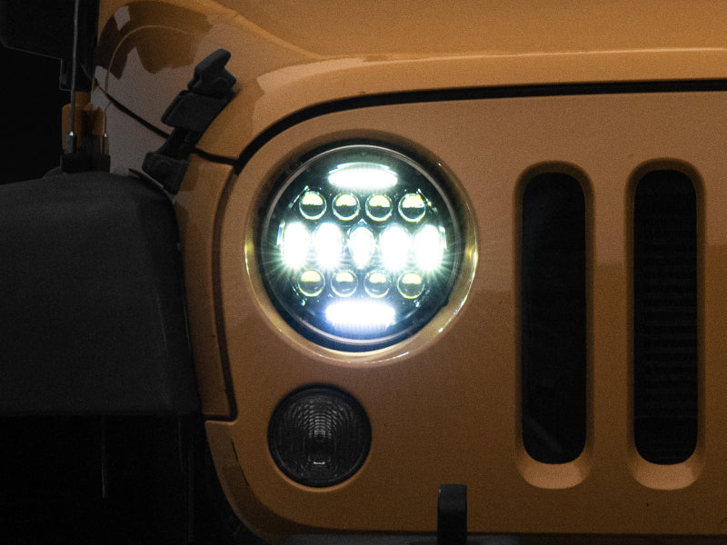 Raxiom 97-18 Jeep Wrangler TJ/JK Axial Series 13-LED Headlights- Black Housing (Clear Lens) J150093 J150093 Photo - Primary