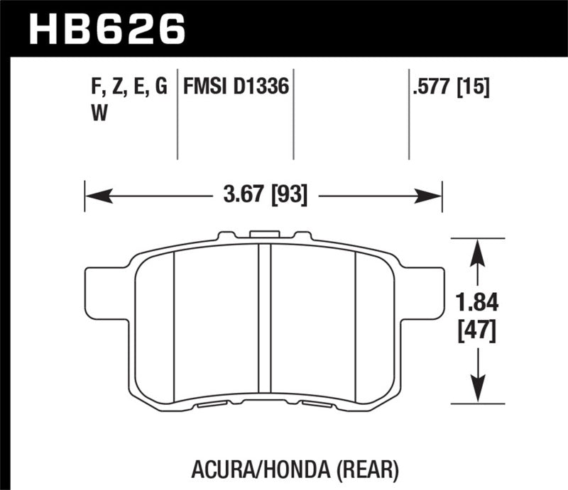 Hawk 11-14 Acura TSX HPS 5.0 Rear Brake Pads HB626B.577 HB626B.577 Photo - Primary