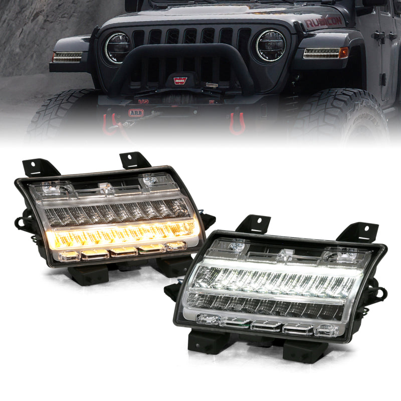 ANZO 18-19 Jeep Wrangler JL Halogen Chrome Clear w/ Sequential Signal 511083 511083 Photo - lifestyle view
