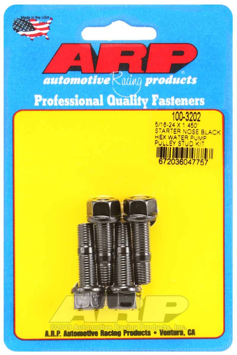 ARP 5/16-24 X 1.450 starter nose black hex water pump pulley stud kit 100-3202 User 1
