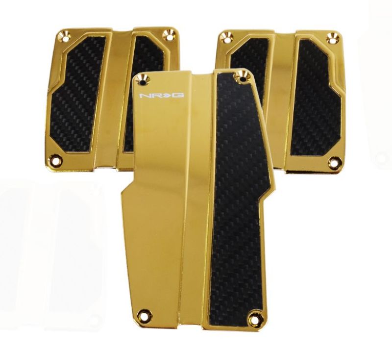 NRG Brushed Aluminum Sport Pedal Chrome Gold w/ Black Carbon MT PDL-100CG User 1