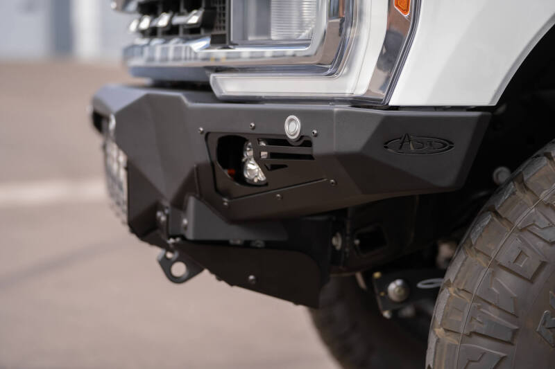 Addictive Desert Designs 2023+ Ford F-250/F-350 Bomber Front Bumper (w/ 3 Baja Designs LP6 Mounts) F810014100103 F810014100103 Photo - Mounted