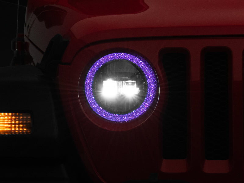Raxiom 18-22 Jeep Wrangler JL/JT Axial 9-Inch LED Headlights w/RGB Halo- Blk Housing (Clear Lens) J142668 J142668 Photo - Primary