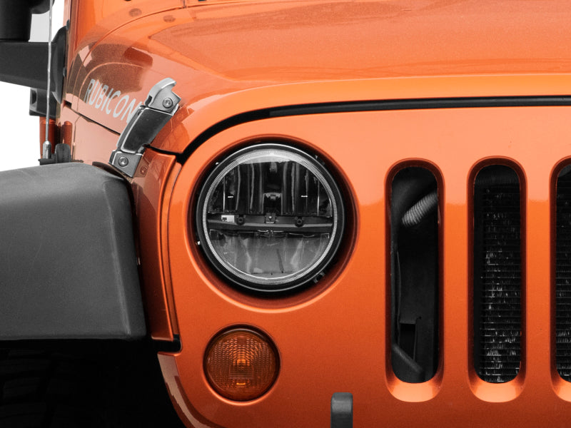 Raxiom 97-18 Jeep Wrangler TJ/JK Axial Series LED Headlights- Black Housing (Clear Lens) J108039 J108039 Photo - Close Up