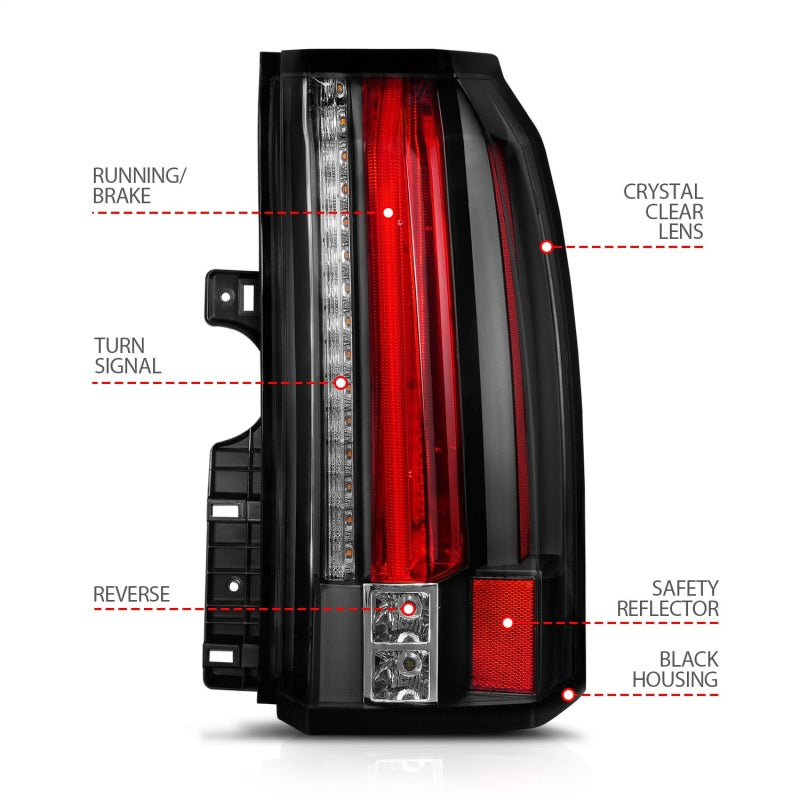 Anzo GMC Yukon / XL / Denali 15-18 L.E.D Tail Lights Black 311275 Photo - Unmounted