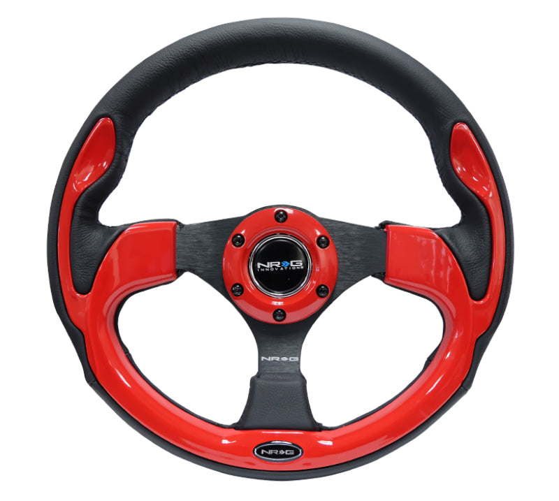 NRG Reinforced Steering Wheel- 320mm Sport Steering Wheel w/ Red Trim RST-001RD Photo - Primary