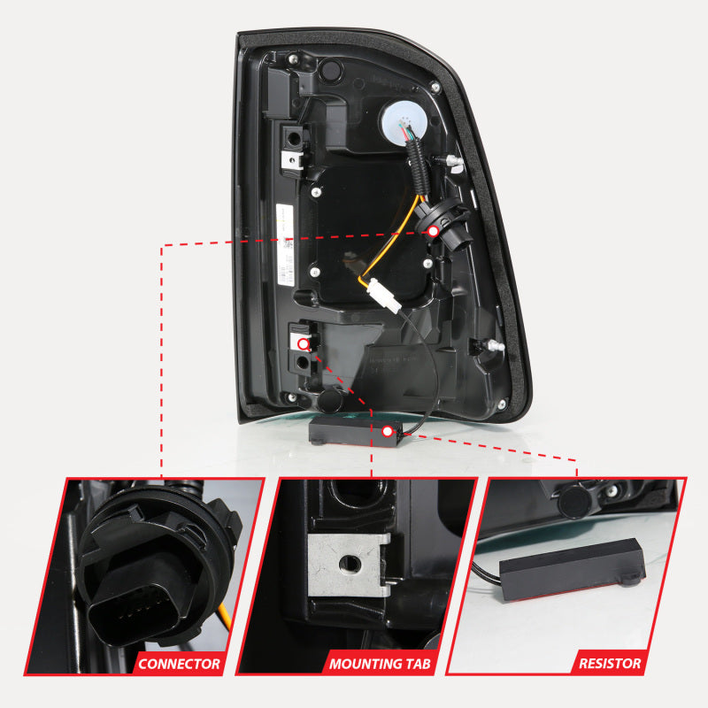 ANZO 19-24 RAM 1500 (Factory Halogen Models) Full LED Tail Lights SeqSig Black - Pair 311480A 311480A User 1