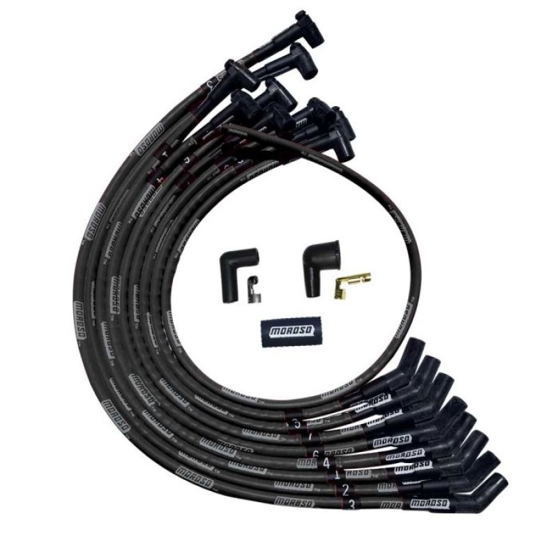 Moroso SBC Over Valve Cover 135 Deg Plug HEI Sleeved Ultra Spark Plug Wire Set - Black 51527 51527 User 1