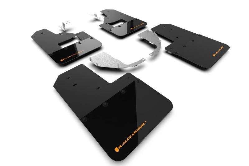 Rally Armor 21-22 Ford Bronco (Steel Bmpr + RB - NO Rptr/Sprt) Blk Mud Flap w/Cy Orange Logo MF85-RB-ST-COR MF85-RB-ST-COR Photo - Primary