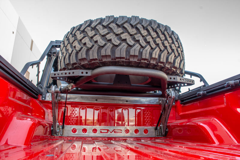 DV8 Offroad 2019+ Jeep Gladiator In-Bed Adjustable Tire Carrier TCGL-01 TCGL-01 Photo - Mounted