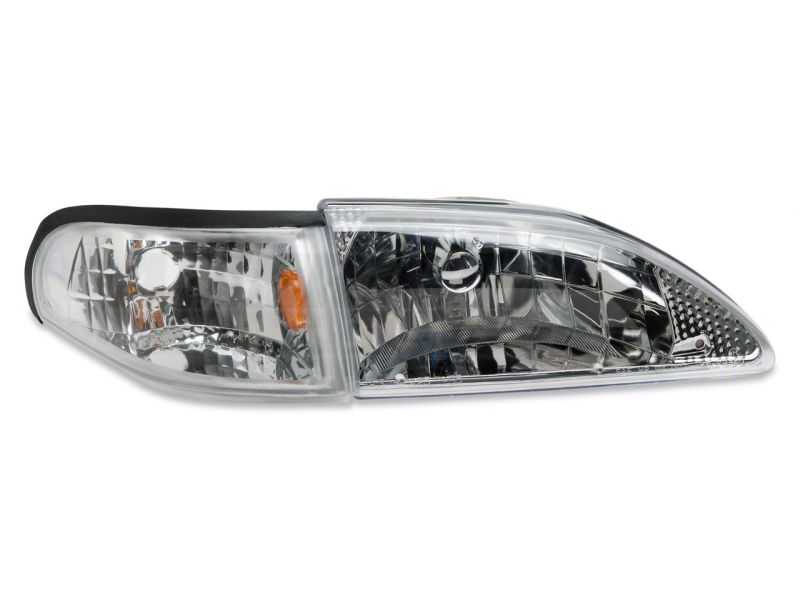 Raxiom 94-98 Ford Mustang Axial Series Cobra Style Headlights- Chrome Housing (Clear Lens) 49049 49049 Photo - Close Up