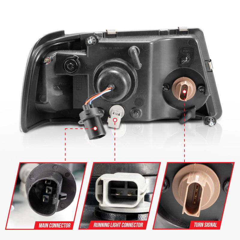 ANZO 2001-2011 Ford Ranger Crystal Headlights w/ Light Bar Black Housing 111511 111511 Photo - Unmounted