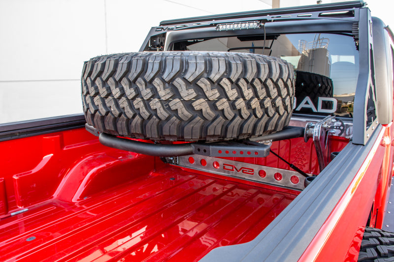 DV8 Offroad 2019+ Jeep Gladiator In-Bed Adjustable Tire Carrier TCGL-01 TCGL-01 Photo - Mounted