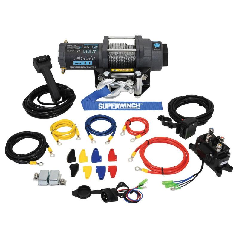 Superwinch 2500 LBS 12V DC 3/16in x 40ft Steel Rope Terra 2500 Winch - Gray Wrinkle 1125260 1125260 Photo - Close Up