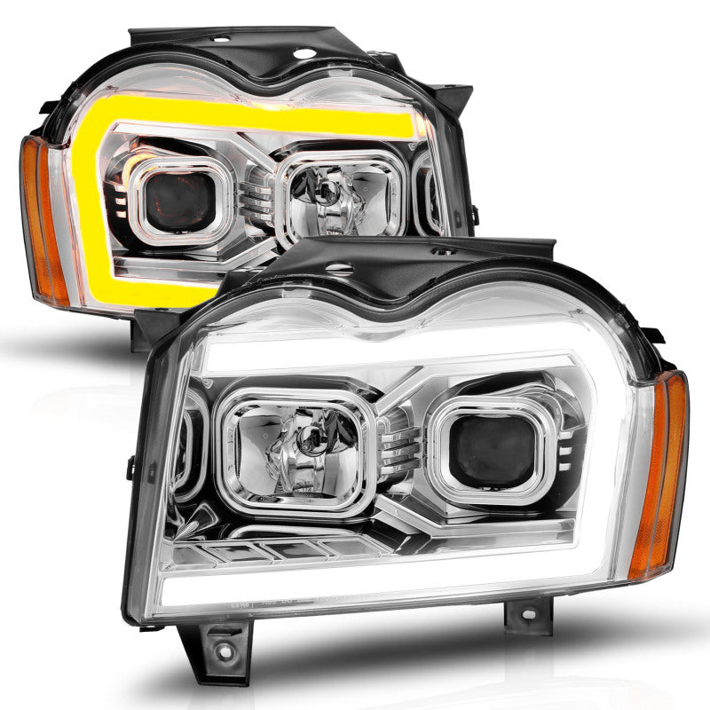 ANZO 05-07 Jeep Grand Cherokee Projector Headlights - w/ Light Bar Switchback Chrome Housing 111544 111544 Photo - Unmounted