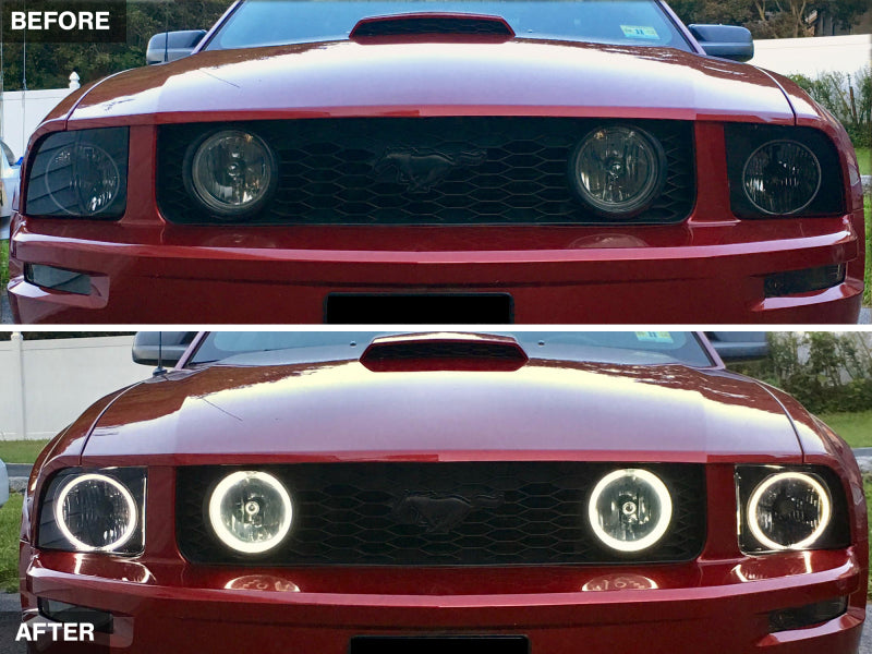 Raxiom 05-09 Ford Mustang GT V6 Axial Series CCFL Halo Projector Headlight- Blk Housing (Smkd Lens) 49121 49121 Photo - Close Up